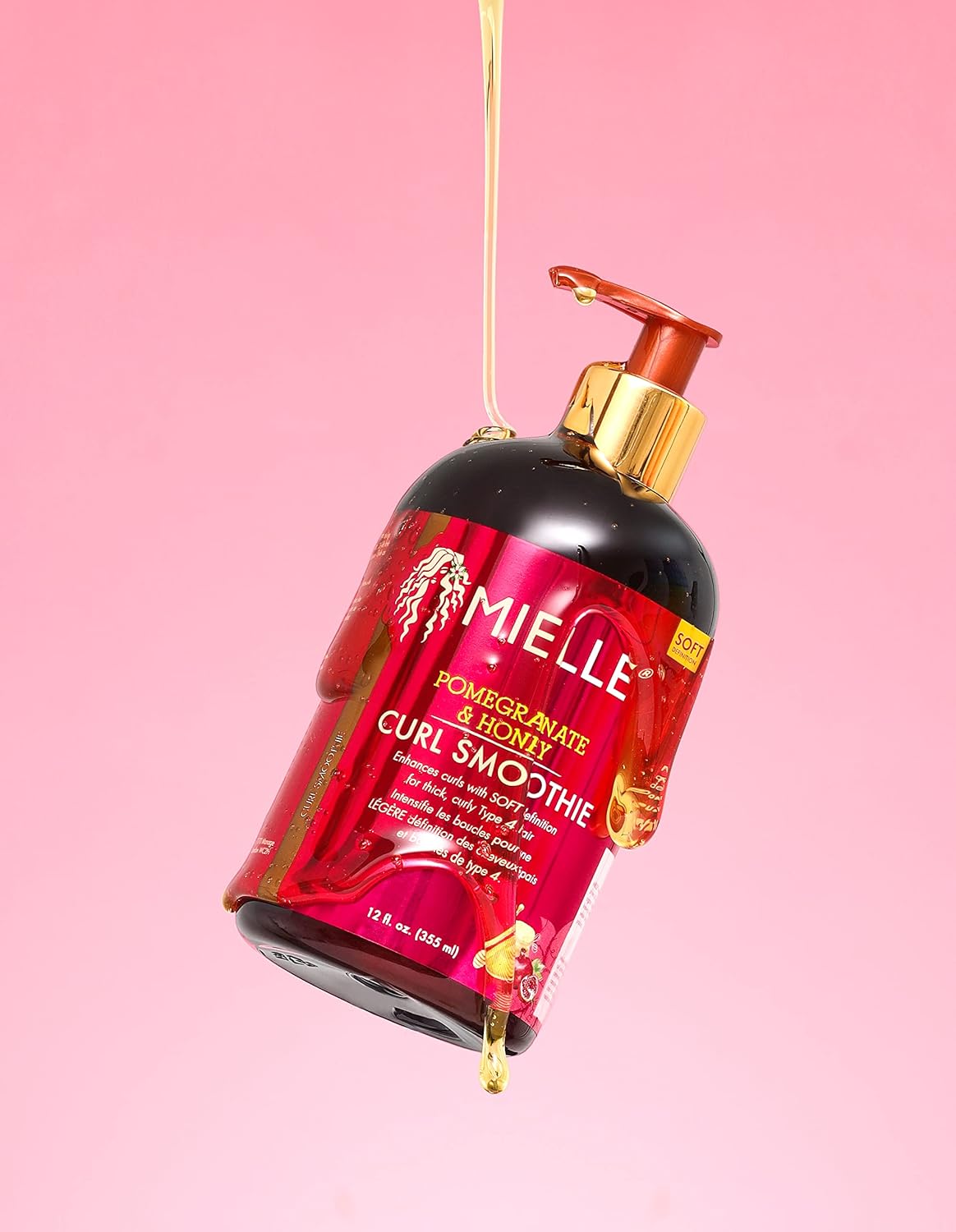 Mielle Organics Pomegranate Honey Leave-In Conditioner, Moisturizing Curl Primer and Detangler, Repairs Damage, Prevents Frizz, For Type 4 Thick Curly Hair, Promotes Hair Growth  1 bottle 355ml