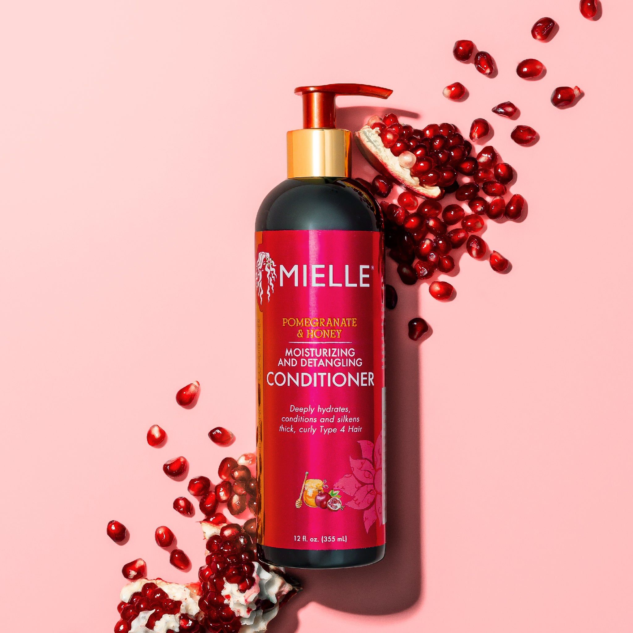 Mielle Organics Pomegranate Honey Detangling Conditioner, Moisturizing, For Dry, Damaged and Frizzy Hair, Treats Thick, Curly and Wavy Hair, Promotes Hair Growth   1 bottle 355ml