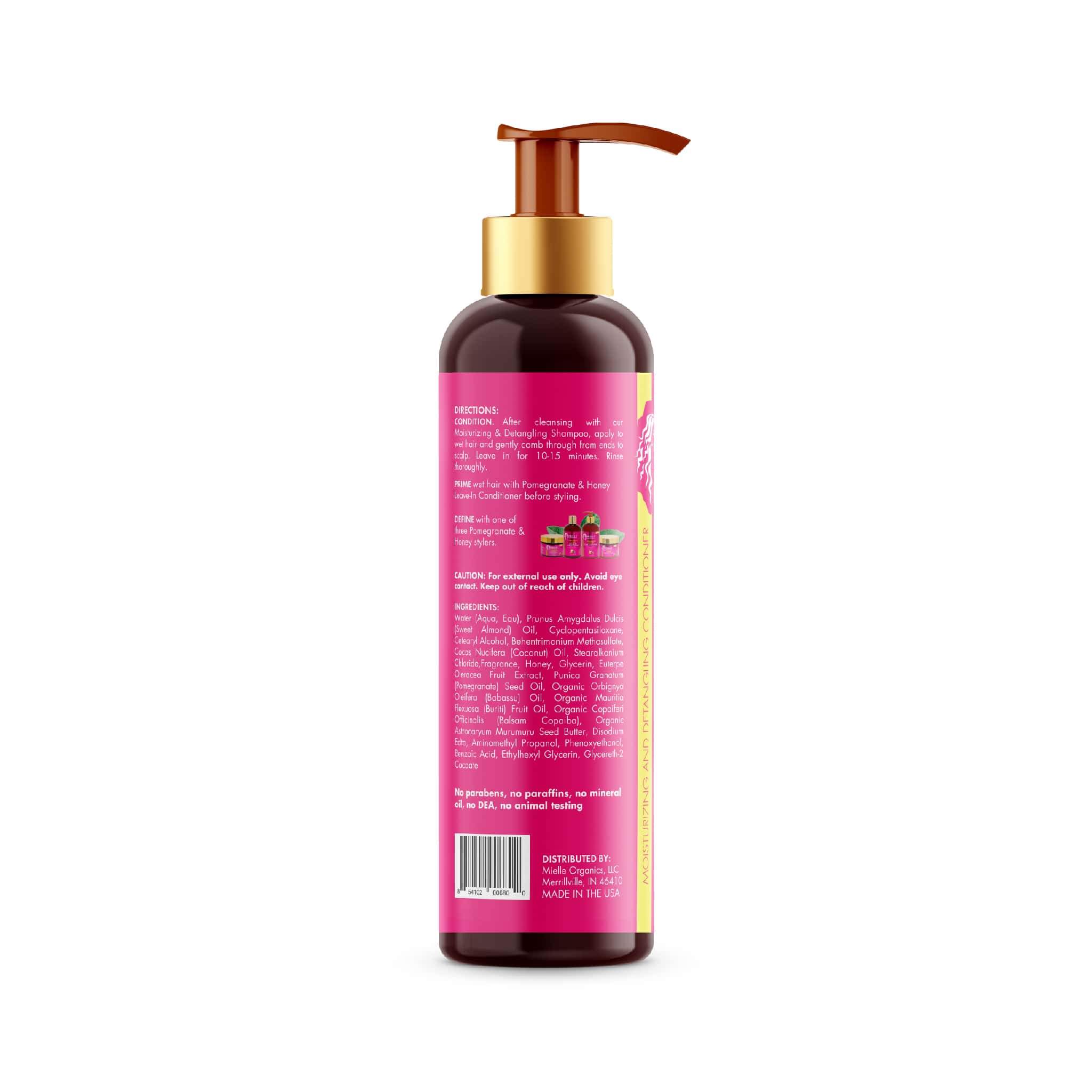 Mielle Organics Pomegranate Honey Detangling Conditioner, Moisturizing, For Dry, Damaged and Frizzy Hair, Treats Thick, Curly and Wavy Hair, Promotes Hair Growth   1 bottle 355ml