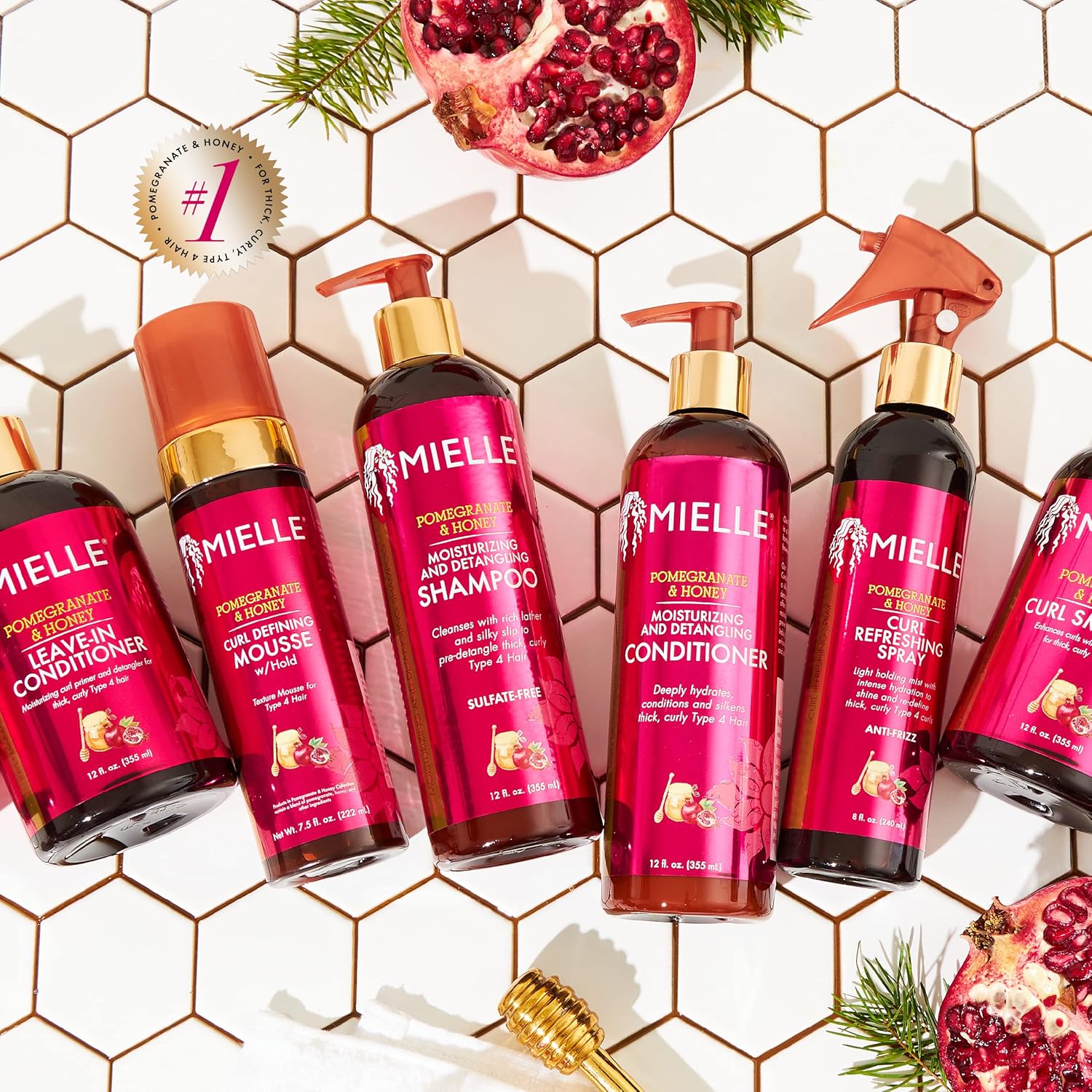Mielle Organics Pomegranate Honey Detangling Conditioner, Moisturizing, For Dry, Damaged and Frizzy Hair, Treats Thick, Curly and Wavy Hair, Promotes Hair Growth   1 bottle 355ml