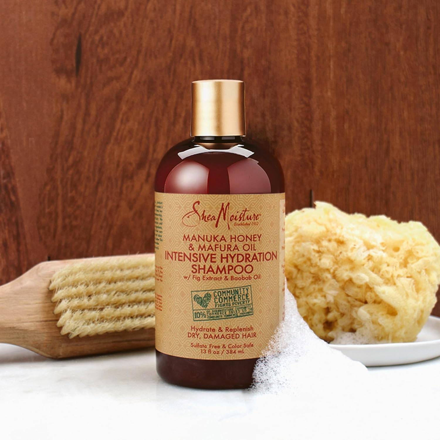 SheaMoisture Intensively Moisturizing Shampoo for Dry, Damaged Hair, Manuka Honey and Mavula Oil, Sulfate-Free, Promotes Hair Growth  1 bottle 384ml