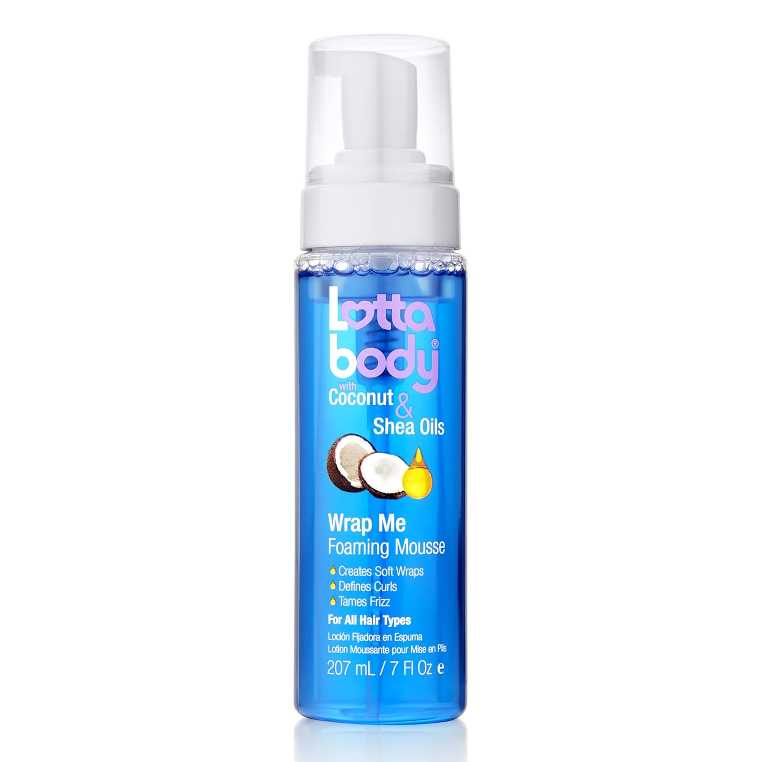 Lottabody Coconut Oil and Shea Wrap Me Foaming Curl Mousse, Creates Soft Wraps, Hair Mousse for Curly Hair, Defines Curls, Anti Frizz  1 bottle 207ml