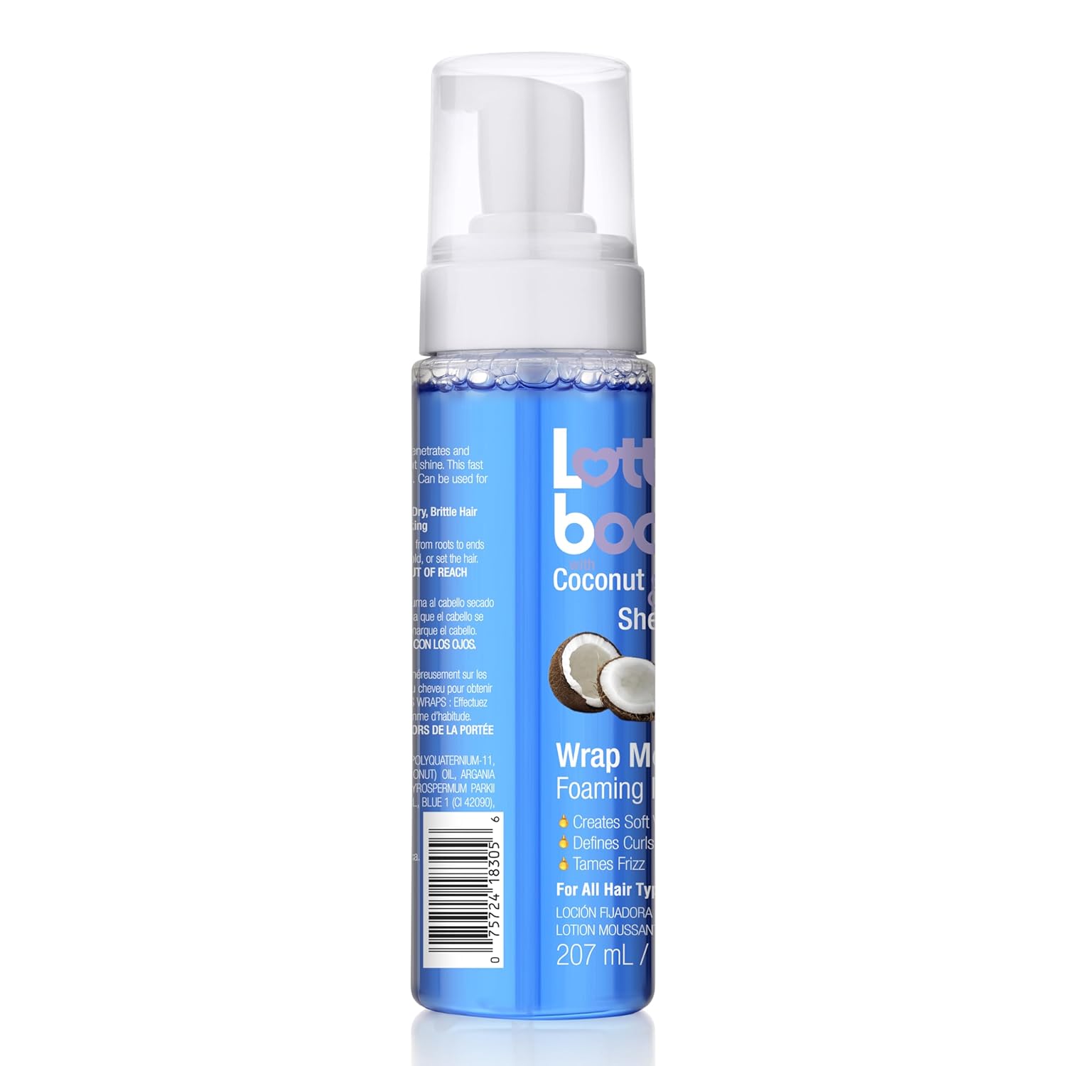 Lottabody Coconut Oil and Shea Wrap Me Foaming Curl Mousse, Creates Soft Wraps, Hair Mousse for Curly Hair, Defines Curls, Anti Frizz  1 bottle 207ml