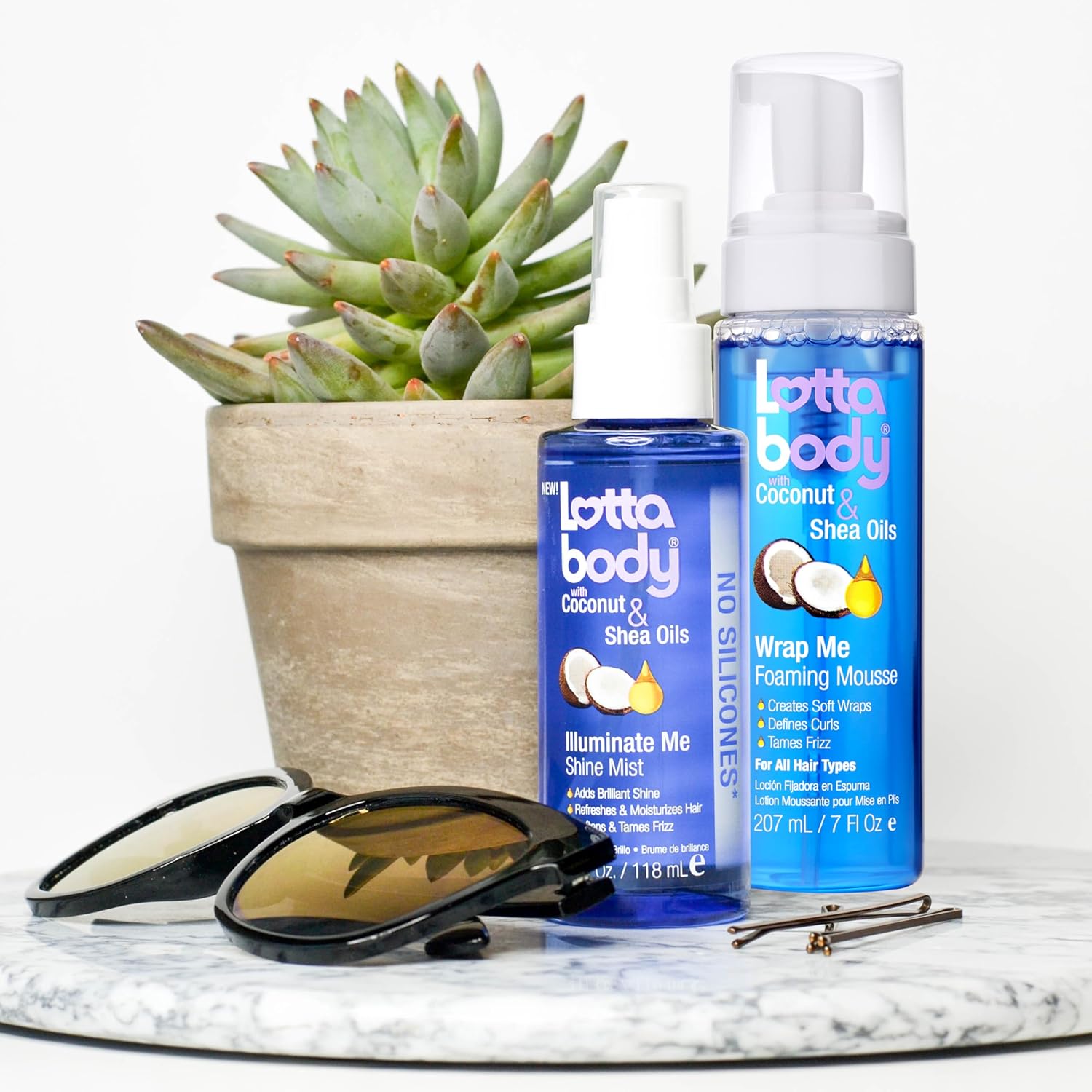 Lottabody Coconut Oil and Shea Wrap Me Foaming Curl Mousse, Creates Soft Wraps, Hair Mousse for Curly Hair, Defines Curls, Anti Frizz  1 bottle 207ml