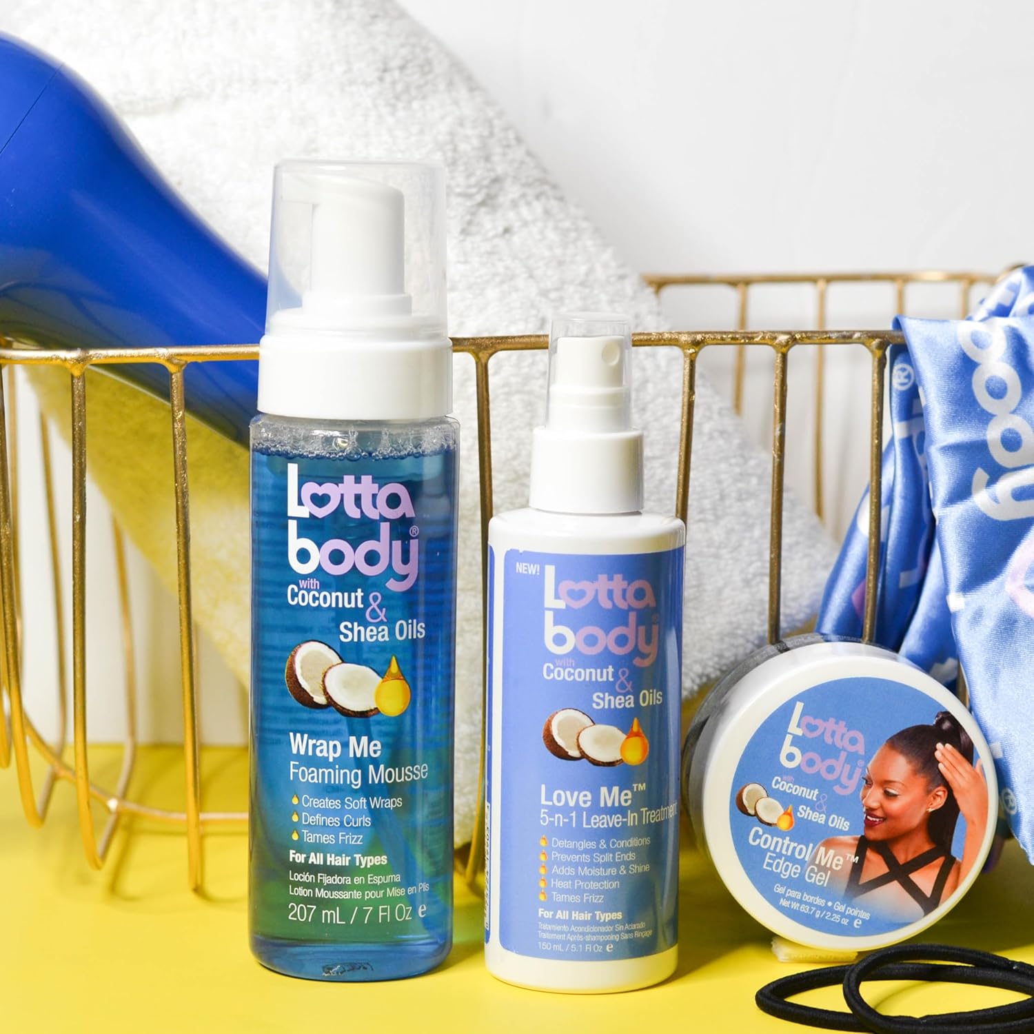 Lottabody Coconut Oil and Shea Wrap Me Foaming Curl Mousse, Creates Soft Wraps, Hair Mousse for Curly Hair, Defines Curls, Anti Frizz  1 bottle 207ml