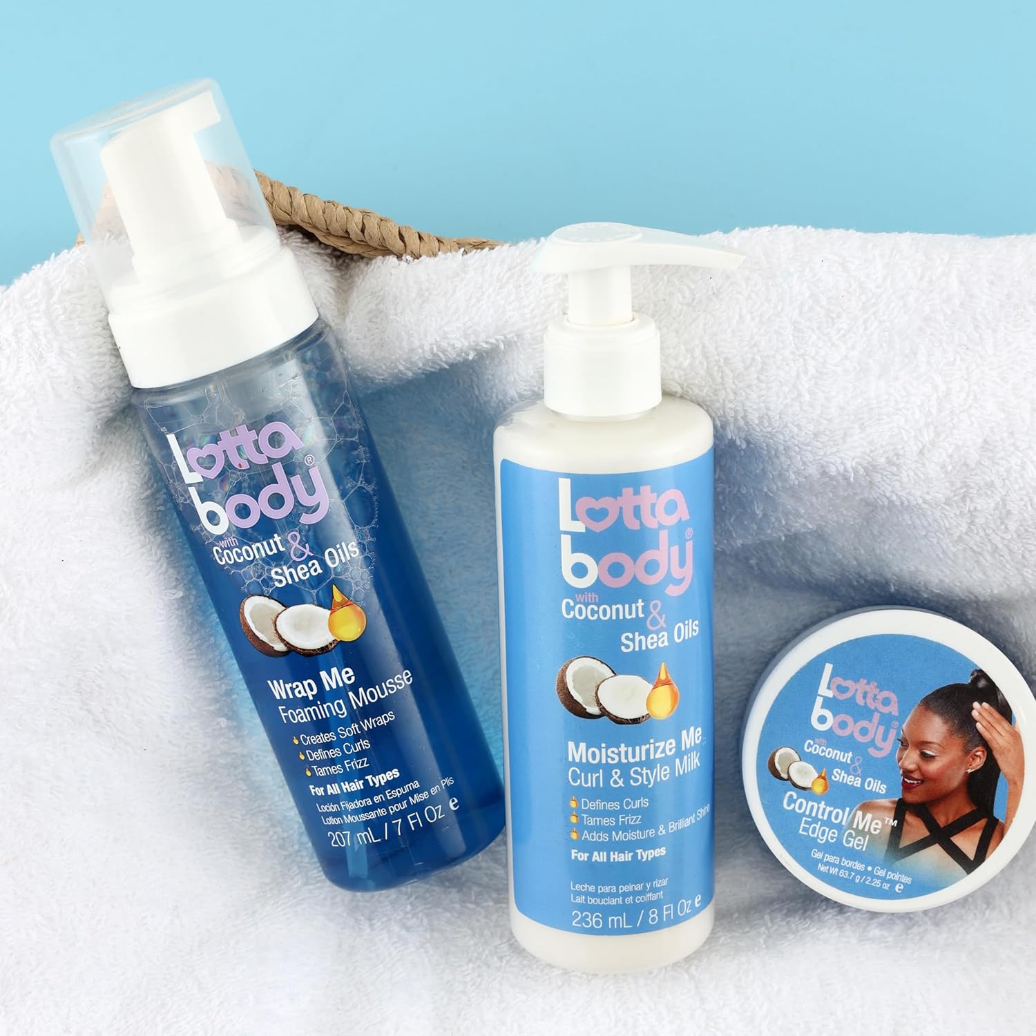 Lottabody Coconut Oil and Shea Wrap Me Foaming Curl Mousse, Creates Soft Wraps, Hair Mousse for Curly Hair, Defines Curls, Anti Frizz  1 bottle 207ml