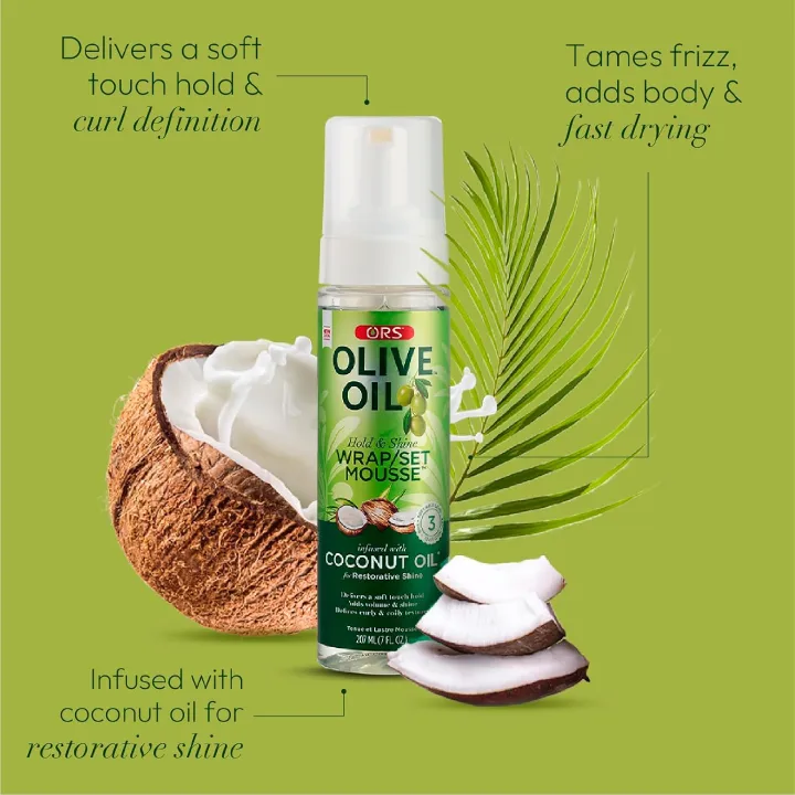 ORS Natural Olive Oil Shiny Hair Mask/Styling Mousse, Hair Design, Hair Care 1 bottle 207ml