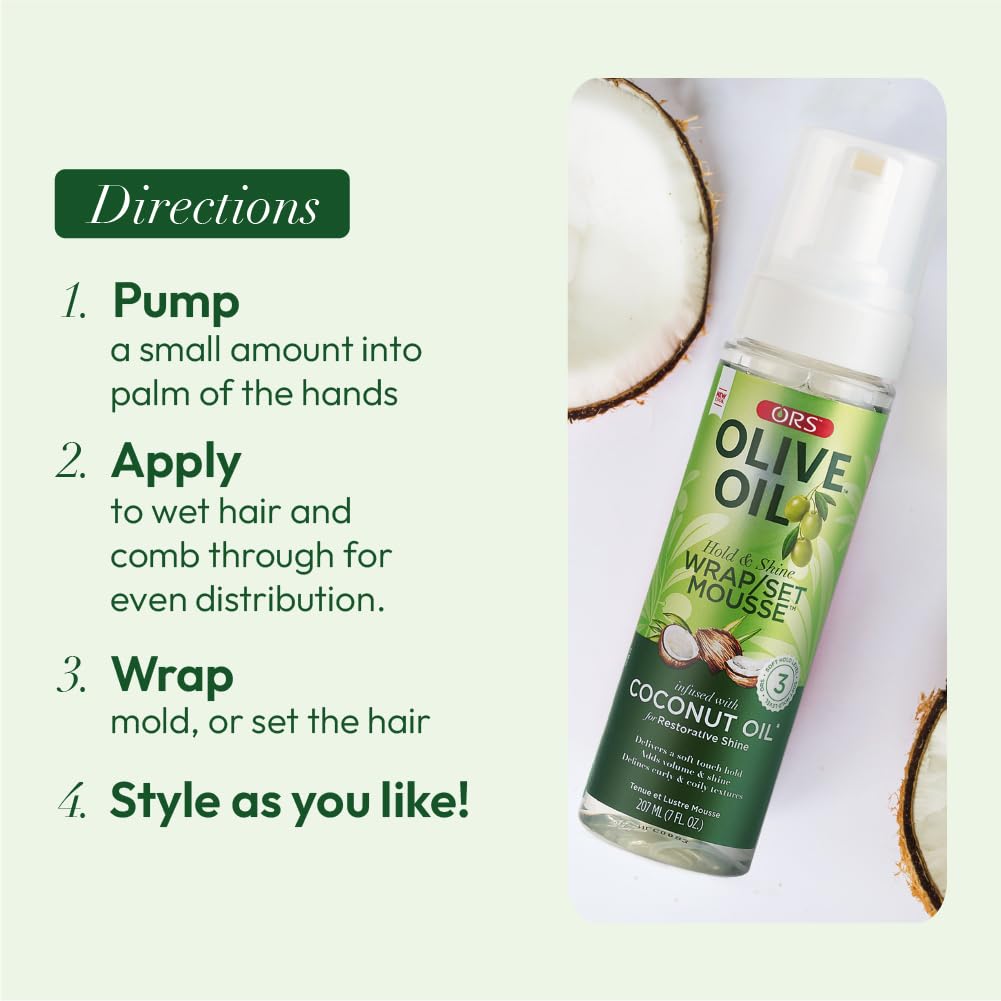 ORS Natural Olive Oil Shiny Hair Mask/Styling Mousse, Hair Design, Hair Care 1 bottle 207ml