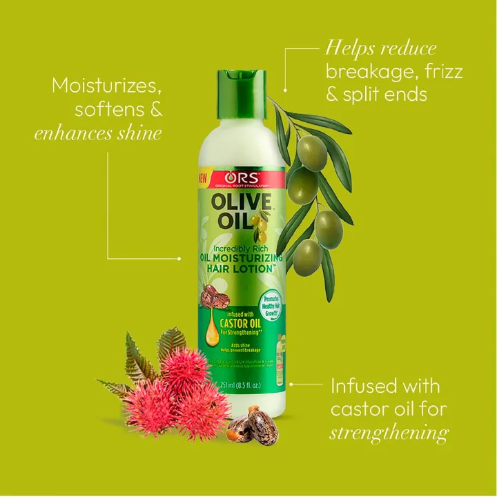 ORS Olive Oil Super Rich Moisturizing Hair Cream, contains castor oil, promotes hair growth  1 bottle 251ml