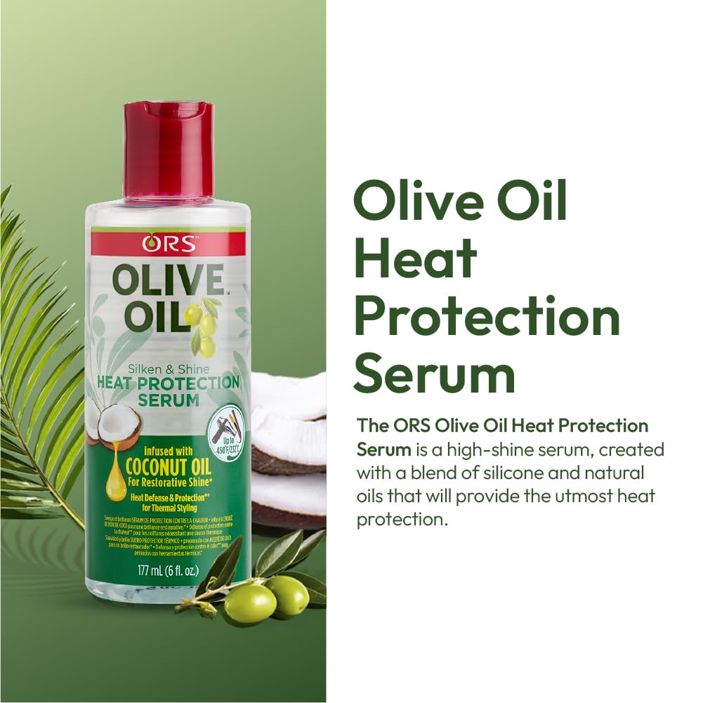 ORS Hair Oil, Natural Olive Oil Coconut Oil Anti-Frizz Shiny Hair Oil Curly Hair Care 1 Bottle 177ml