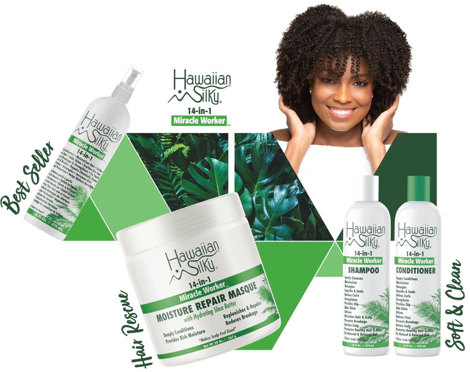 Natural Hawaiian Botanicals Silky Conditioner for Curly, Tangled, Dry, Smooth Hair and Promotes Hair Growth1 bottle 474ml
