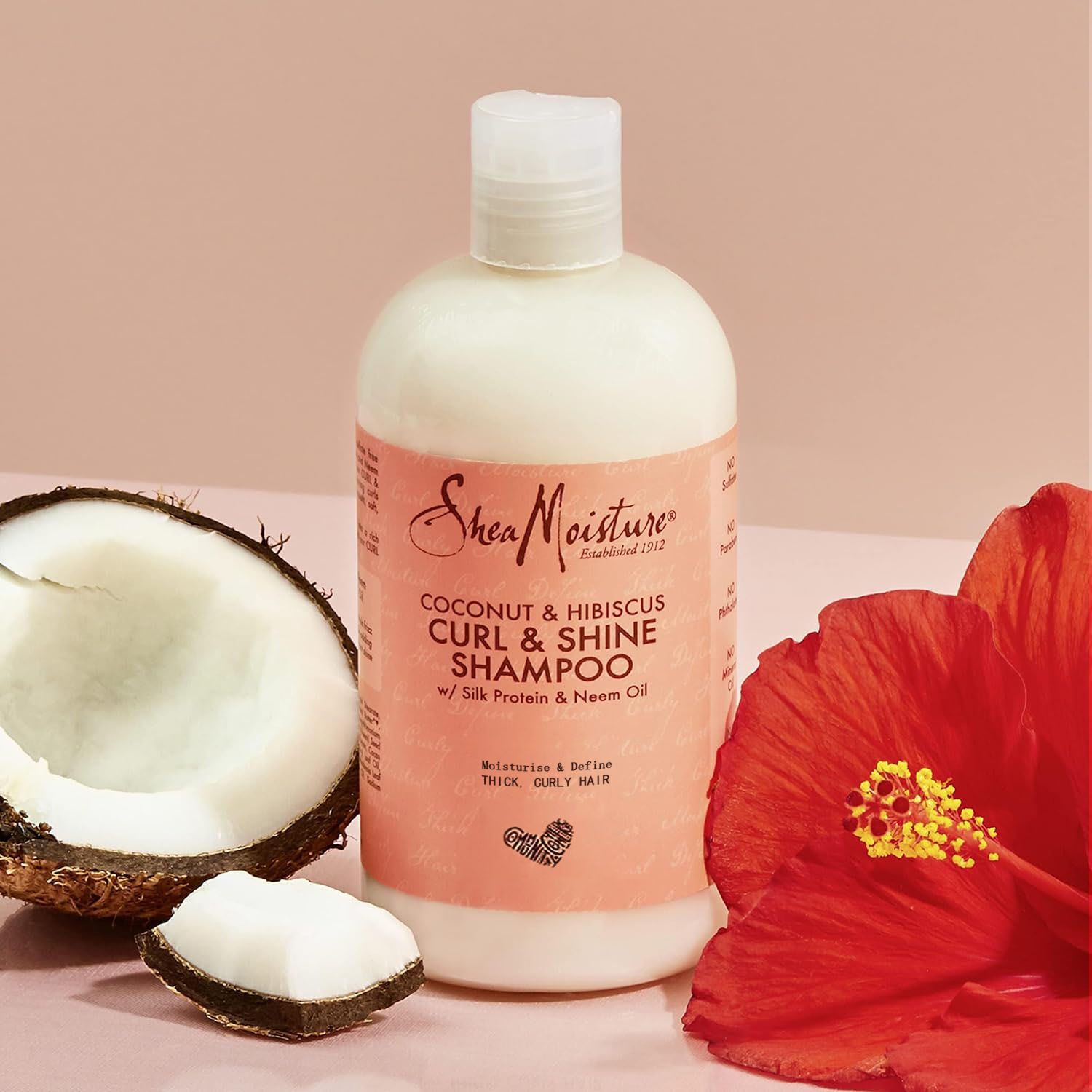 SheaMoisture Natural Coconut and Hibiscus Shampoo for Curls, Paraben Free, Conditions Hair to Promote Growth  1 bottle 384ml