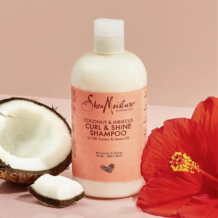 SheaMoisture Natural Coconut and Hibiscus Shampoo for Curls, Paraben Free, Conditions Hair to Promote Growth  1 bottle 384ml