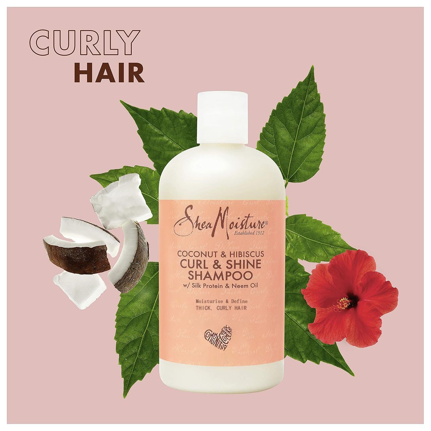 SheaMoisture Natural Coconut and Hibiscus Shampoo for Curls, Paraben Free, Conditions Hair to Promote Growth  1 bottle 384ml