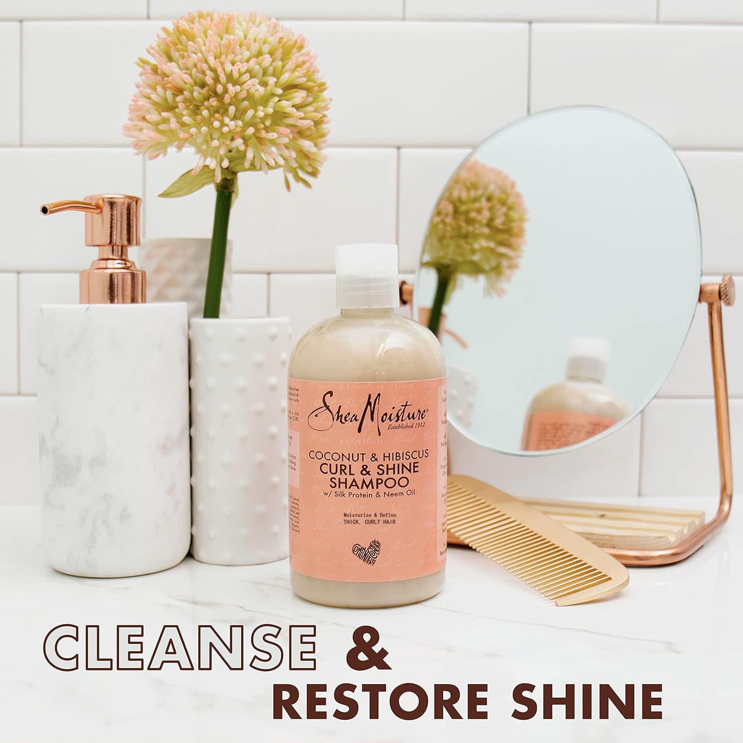 SheaMoisture Natural Coconut and Hibiscus Shampoo for Curls, Paraben Free, Conditions Hair to Promote Growth  1 bottle 384ml