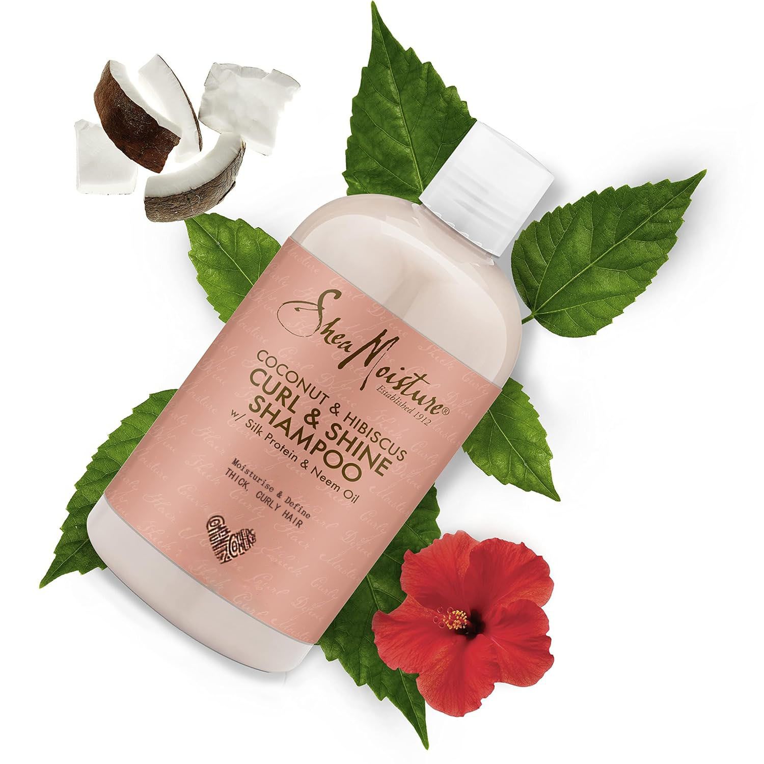SheaMoisture Natural Coconut and Hibiscus Shampoo for Curls, Paraben Free, Conditions Hair to Promote Growth  1 bottle 384ml