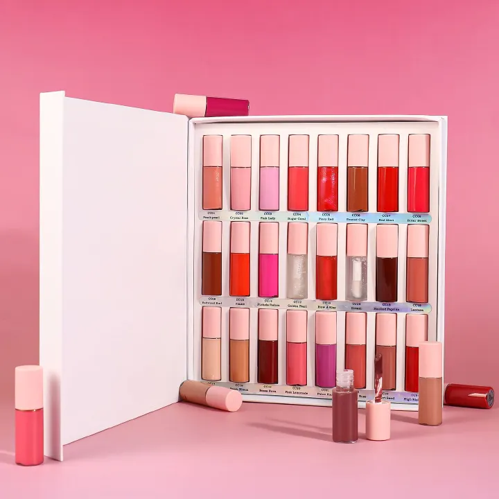 SZVILIMZ Lip Gloss Set More color number  Small vial Easy to carry Convenient for storage Transparent tube body Good color rendering Excellent durability  Fine in texture   A set of 24 bottles, 2.5ML