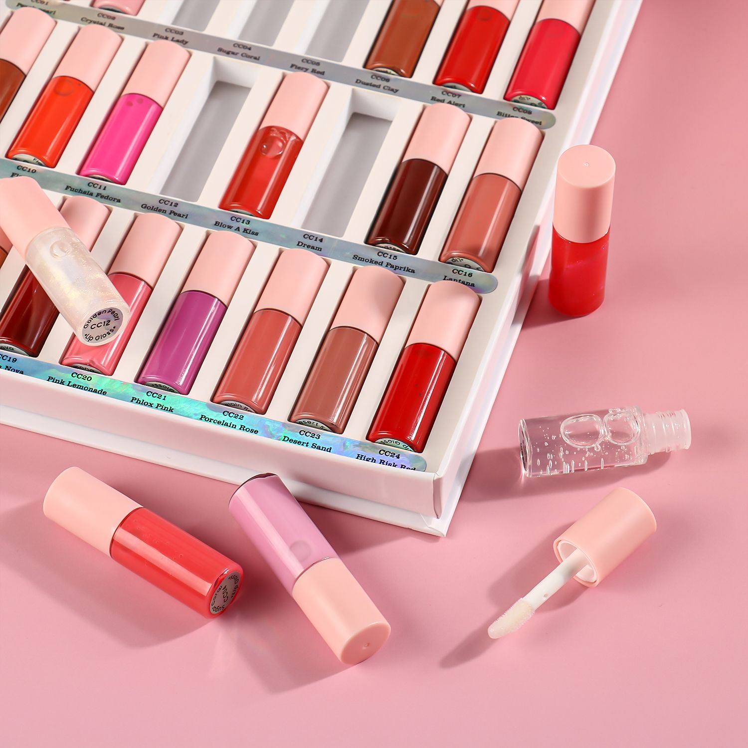 SZVILIMZ Lip Gloss Set More color number  Small vial Easy to carry Convenient for storage Transparent tube body Good color rendering Excellent durability  Fine in texture   A set of 24 bottles, 2.5ML