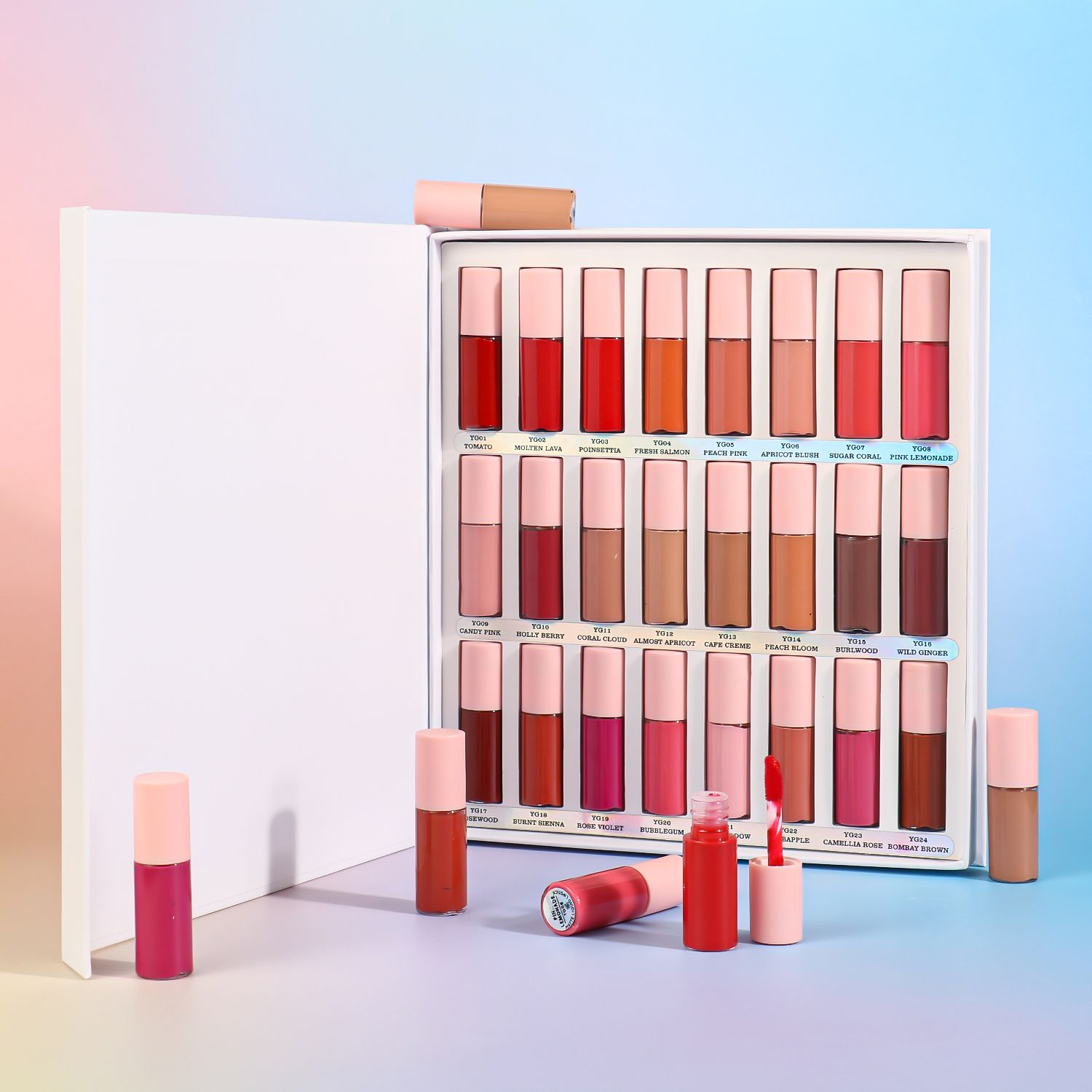 SZVILIMZ Lip Gloss Set More color number  Small vial Easy to carry Convenient for storage Transparent tube body Good color rendering Excellent durability  Fine in texture   A set of 24 bottles, 2.5ML