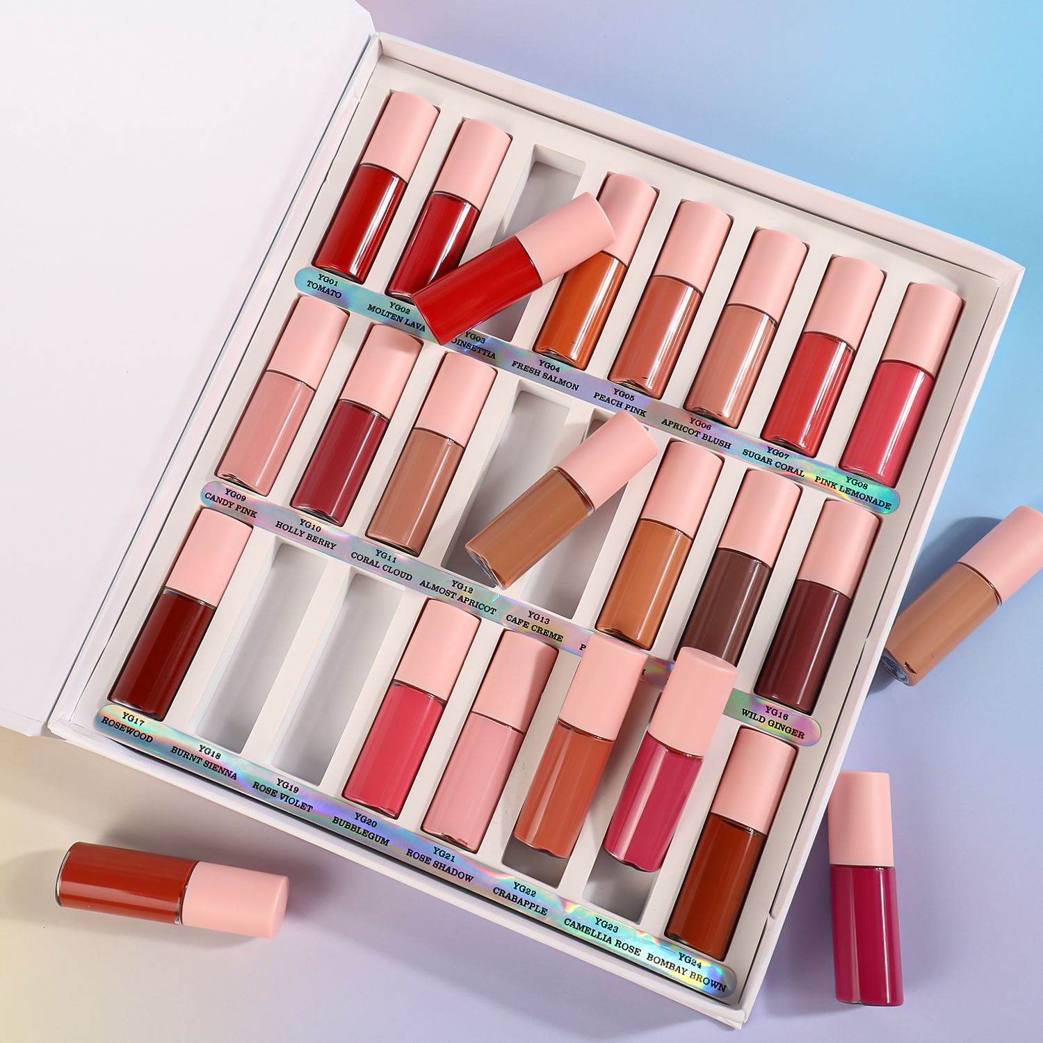 SZVILIMZ Lip Gloss Set More color number  Small vial Easy to carry Convenient for storage Transparent tube body Good color rendering Excellent durability  Fine in texture   A set of 24 bottles, 2.5ML