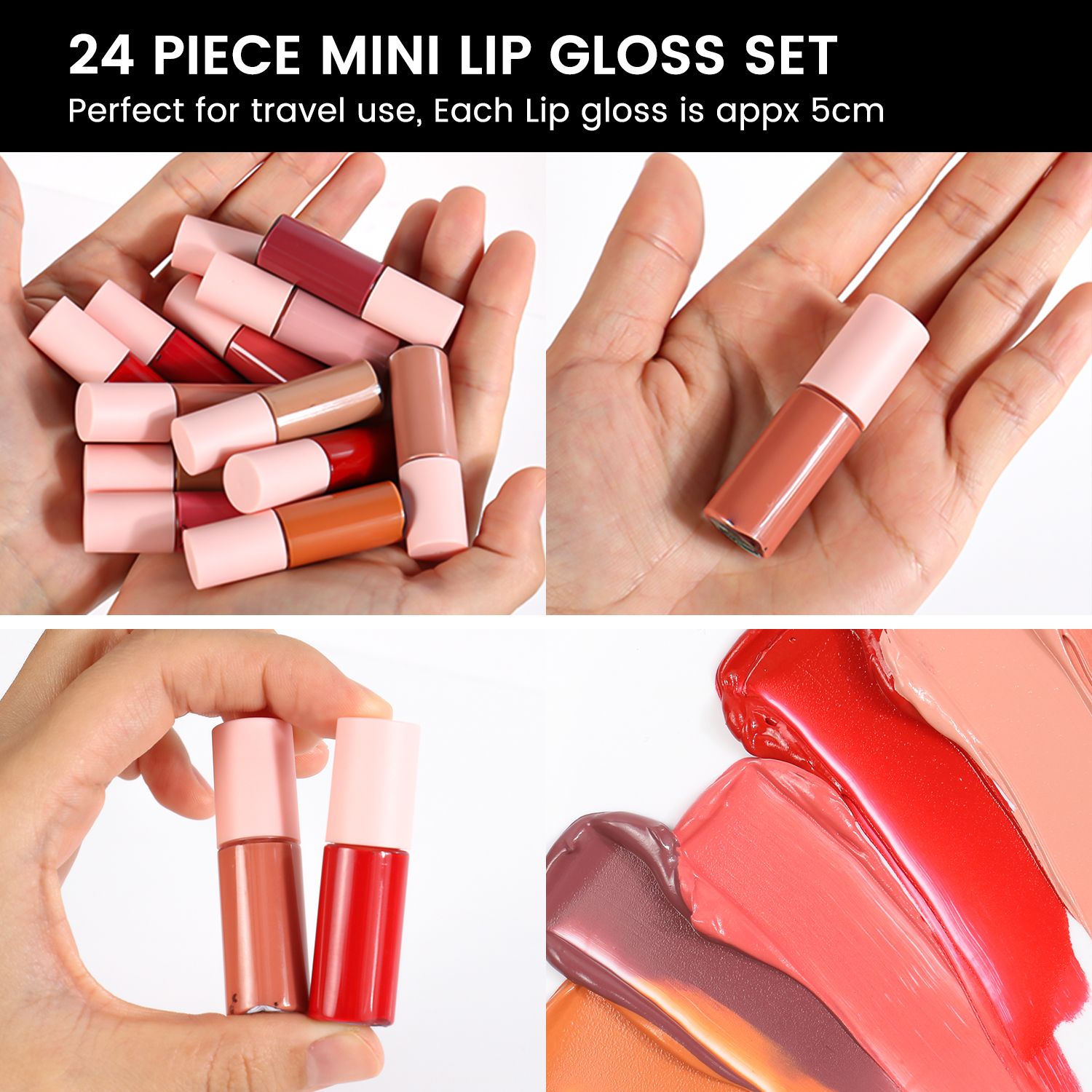 SZVILIMZ Lip Gloss Set More color number  Small vial Easy to carry Convenient for storage Transparent tube body Good color rendering Excellent durability  Fine in texture   A set of 24 bottles, 2.5ML