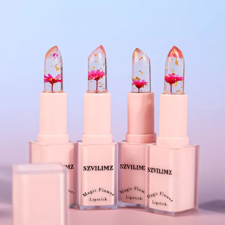 SZVILIMZ flower lipstick plant essence moisturizing long-lasting moisturizing flower fragrance temperature sensitive color removal lip dead skin anti-drying long-lasting