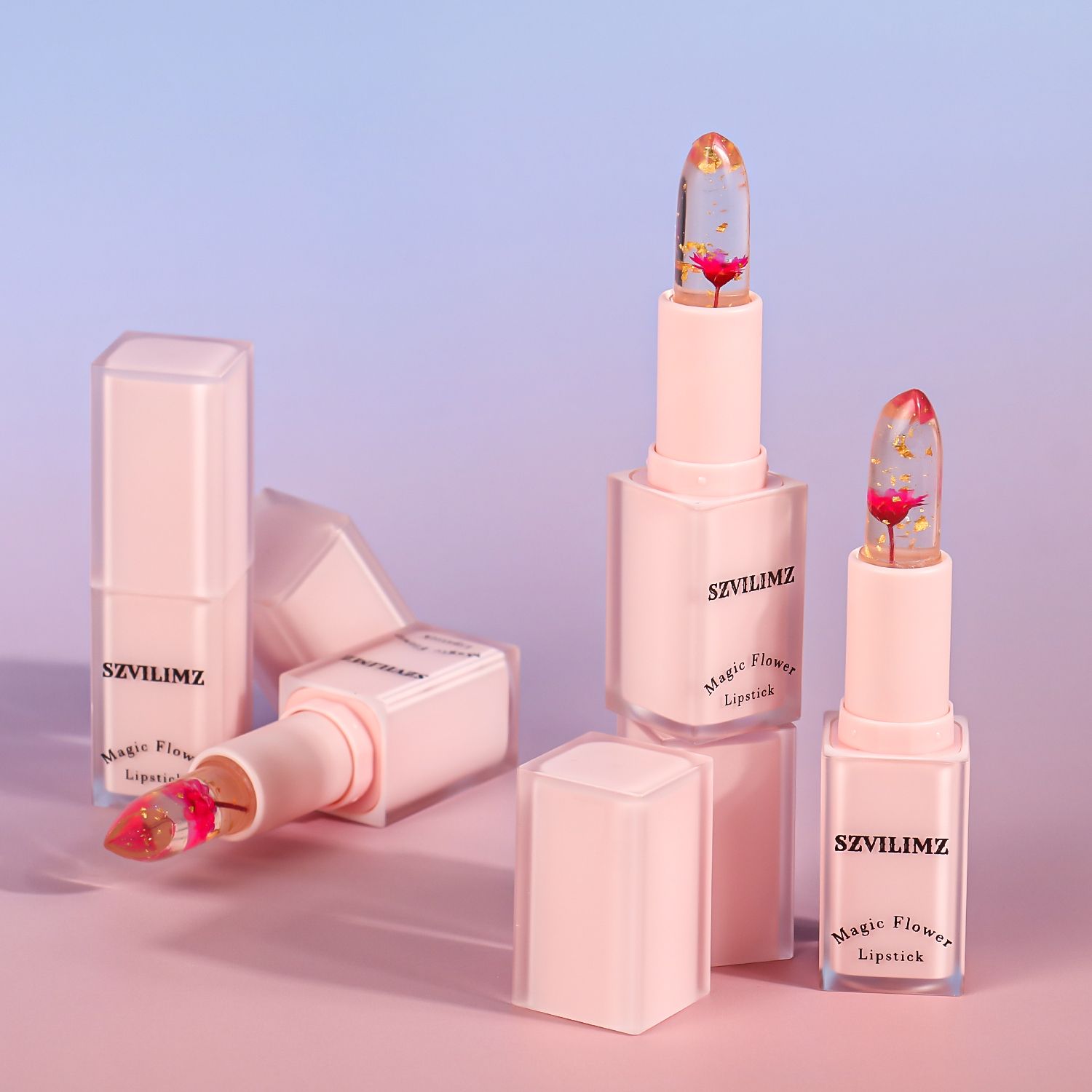 SZVILIMZ flower lipstick plant essence moisturizing long-lasting moisturizing flower fragrance temperature sensitive color removal lip dead skin anti-drying long-lasting