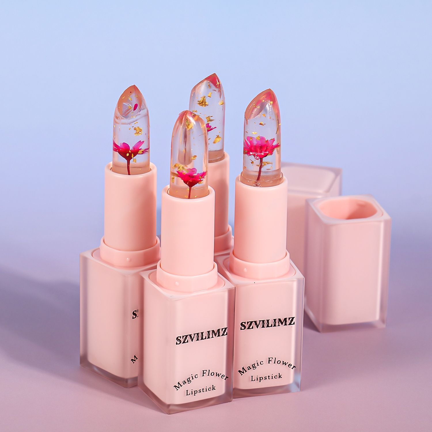 SZVILIMZ flower lipstick plant essence moisturizing long-lasting moisturizing flower fragrance temperature sensitive color removal lip dead skin anti-drying long-lasting