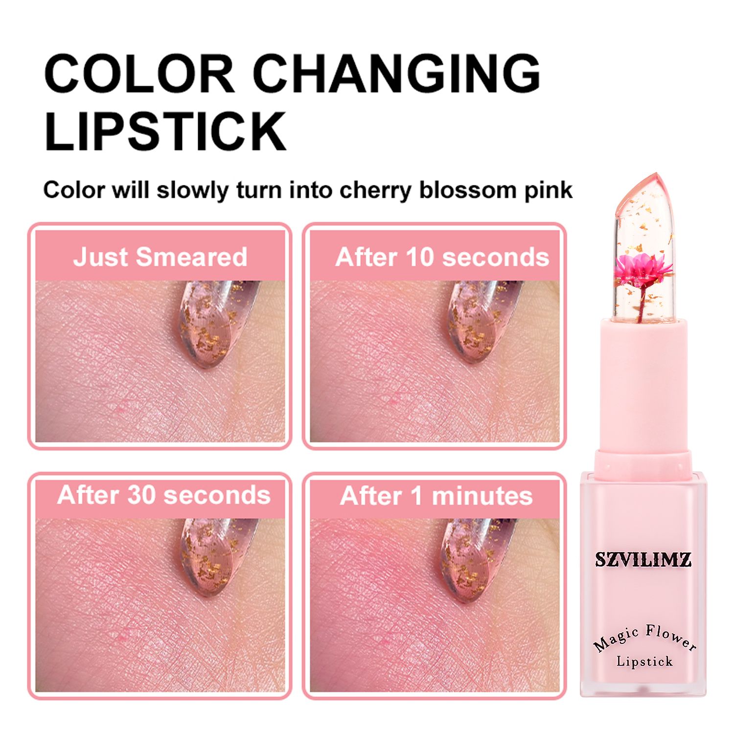 SZVILIMZ flower lipstick plant essence moisturizing long-lasting moisturizing flower fragrance temperature sensitive color removal lip dead skin anti-drying long-lasting