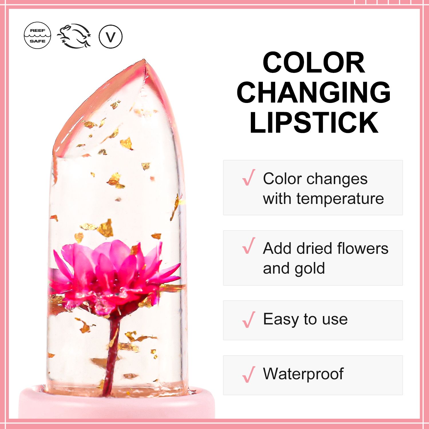 SZVILIMZ flower lipstick plant essence moisturizing long-lasting moisturizing flower fragrance temperature sensitive color removal lip dead skin anti-drying long-lasting