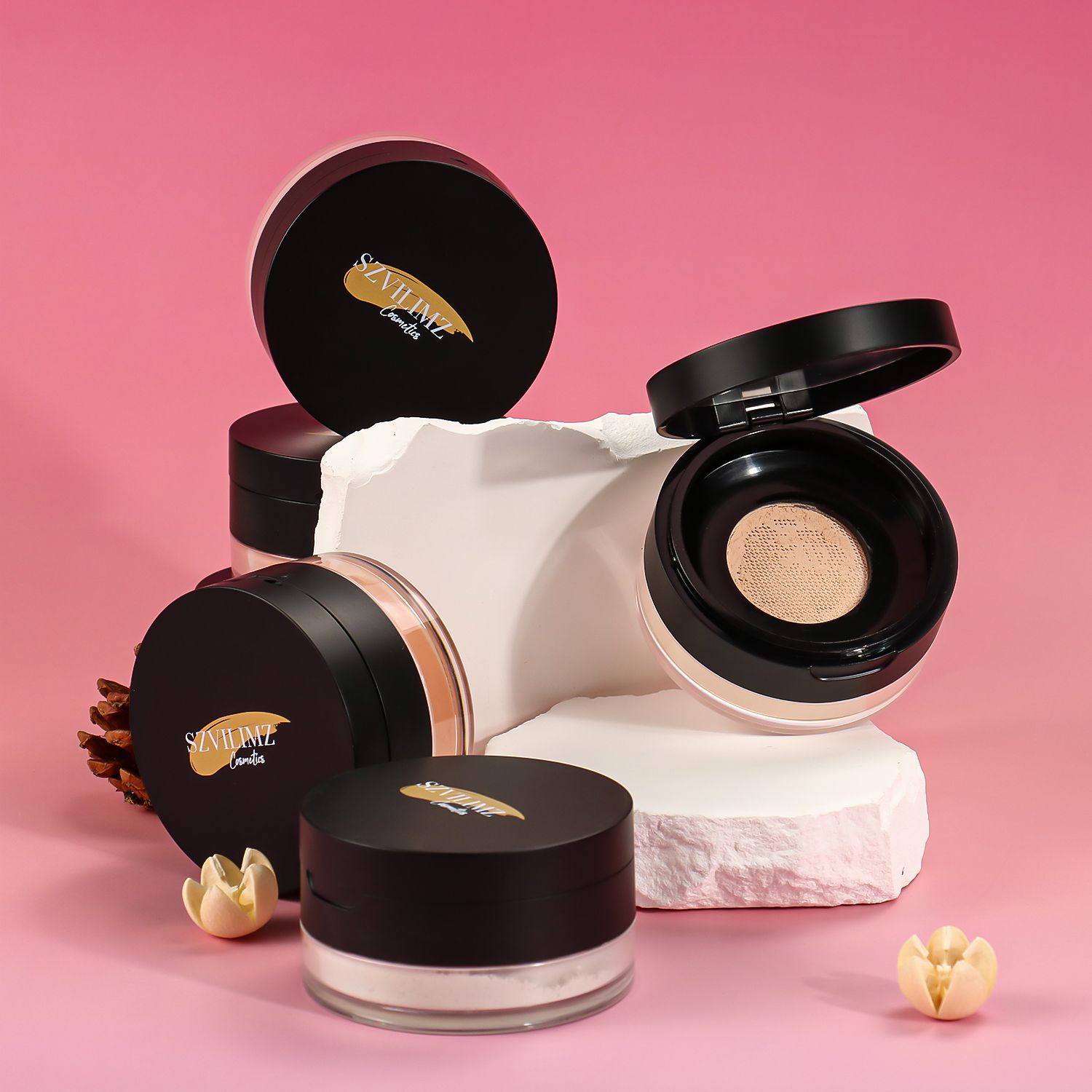 SZVILIMZ Concealer loose powder Fine powder, even skin tone, matte makeup effect, easy to carry, waterproof and sweat-proof, long-lasting makeup, comes with a powder puff, suitable for high temperatur