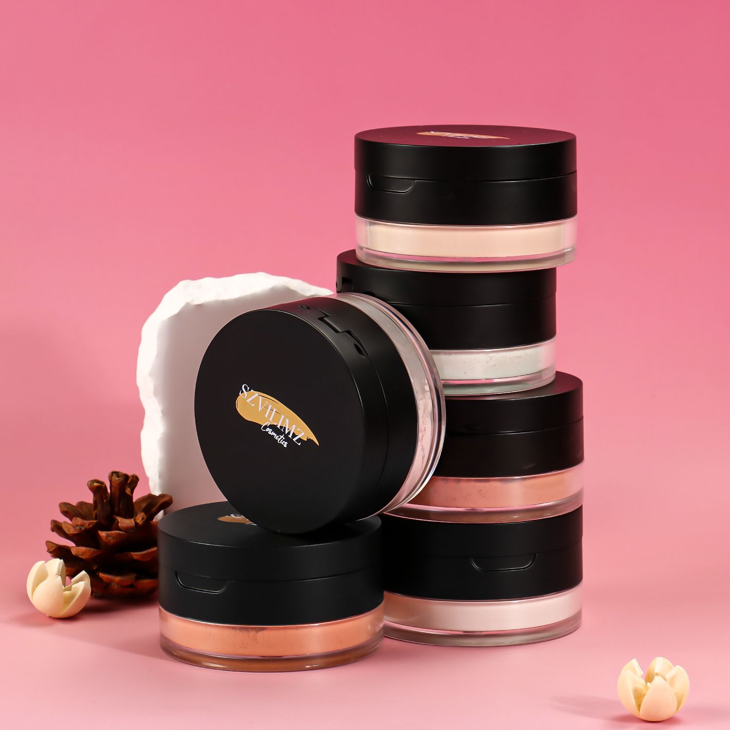 SZVILIMZ Concealer loose powder Fine powder, even skin tone, matte makeup effect, easy to carry, waterproof and sweat-proof, long-lasting makeup, comes with a powder puff, suitable for high temperatur