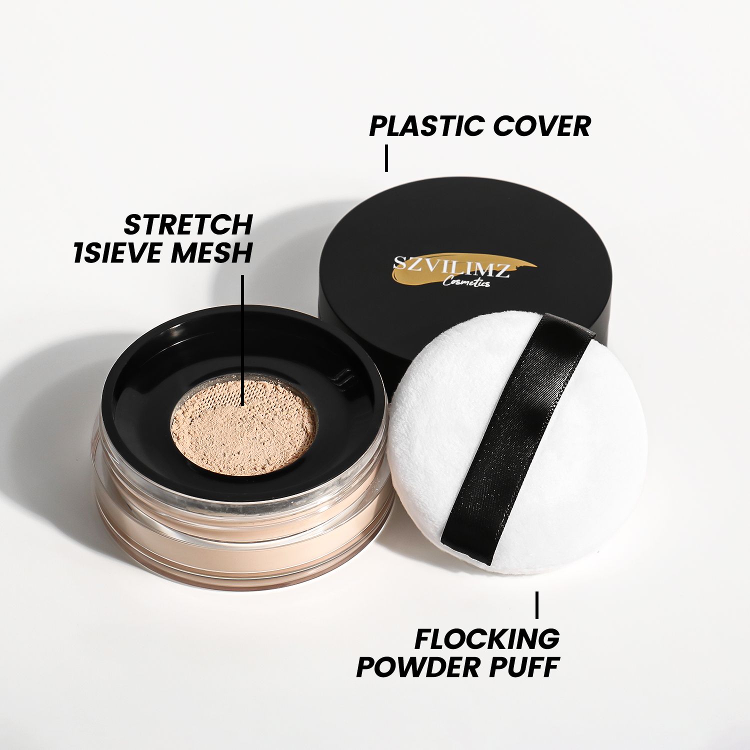 SZVILIMZ Concealer loose powder Fine powder, even skin tone, matte makeup effect, easy to carry, waterproof and sweat-proof, long-lasting makeup, comes with a powder puff, suitable for high temperatur