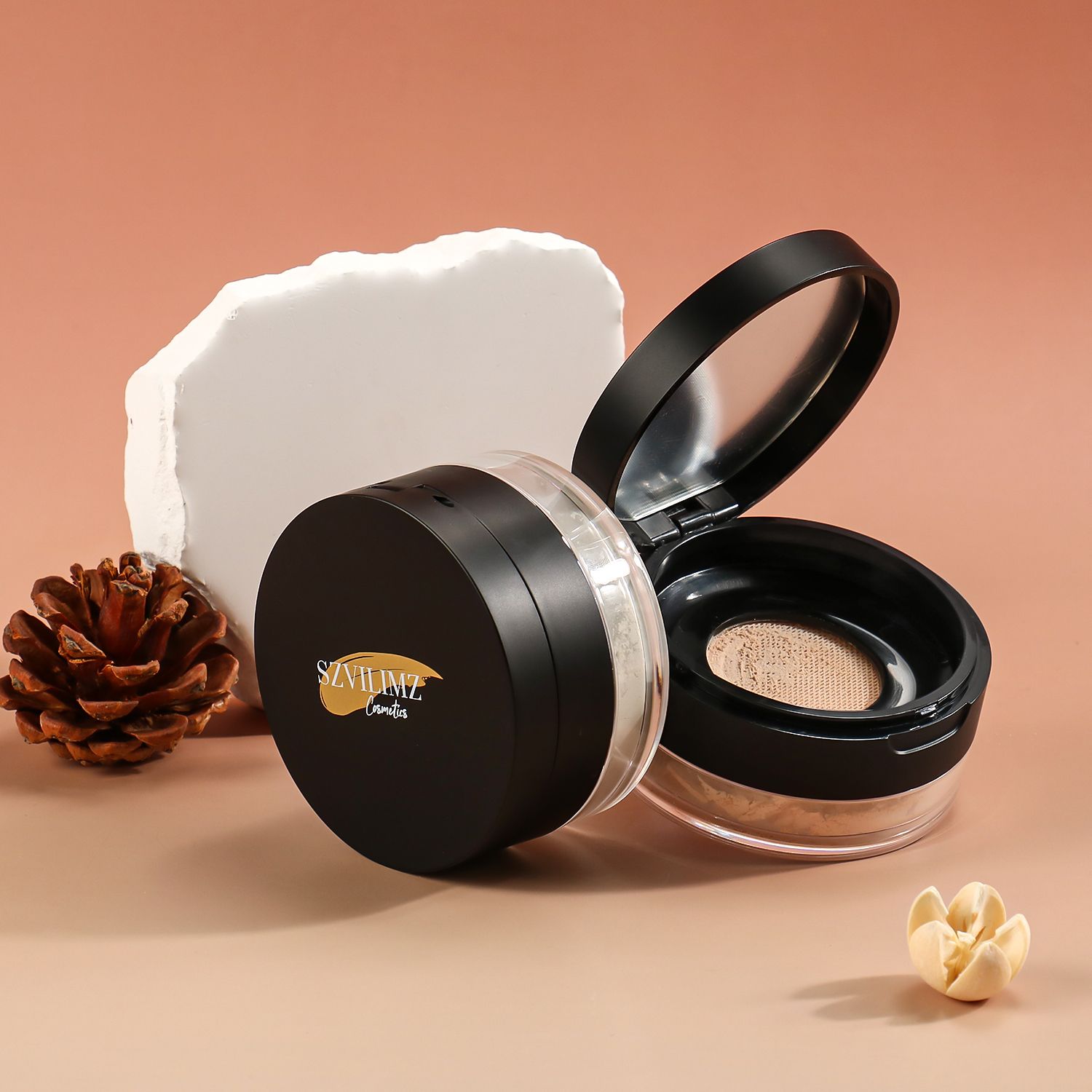 SZVILIMZ Concealer loose powder Fine powder, even skin tone, matte makeup effect, easy to carry, waterproof and sweat-proof, long-lasting makeup, comes with a powder puff, suitable for high temperatur