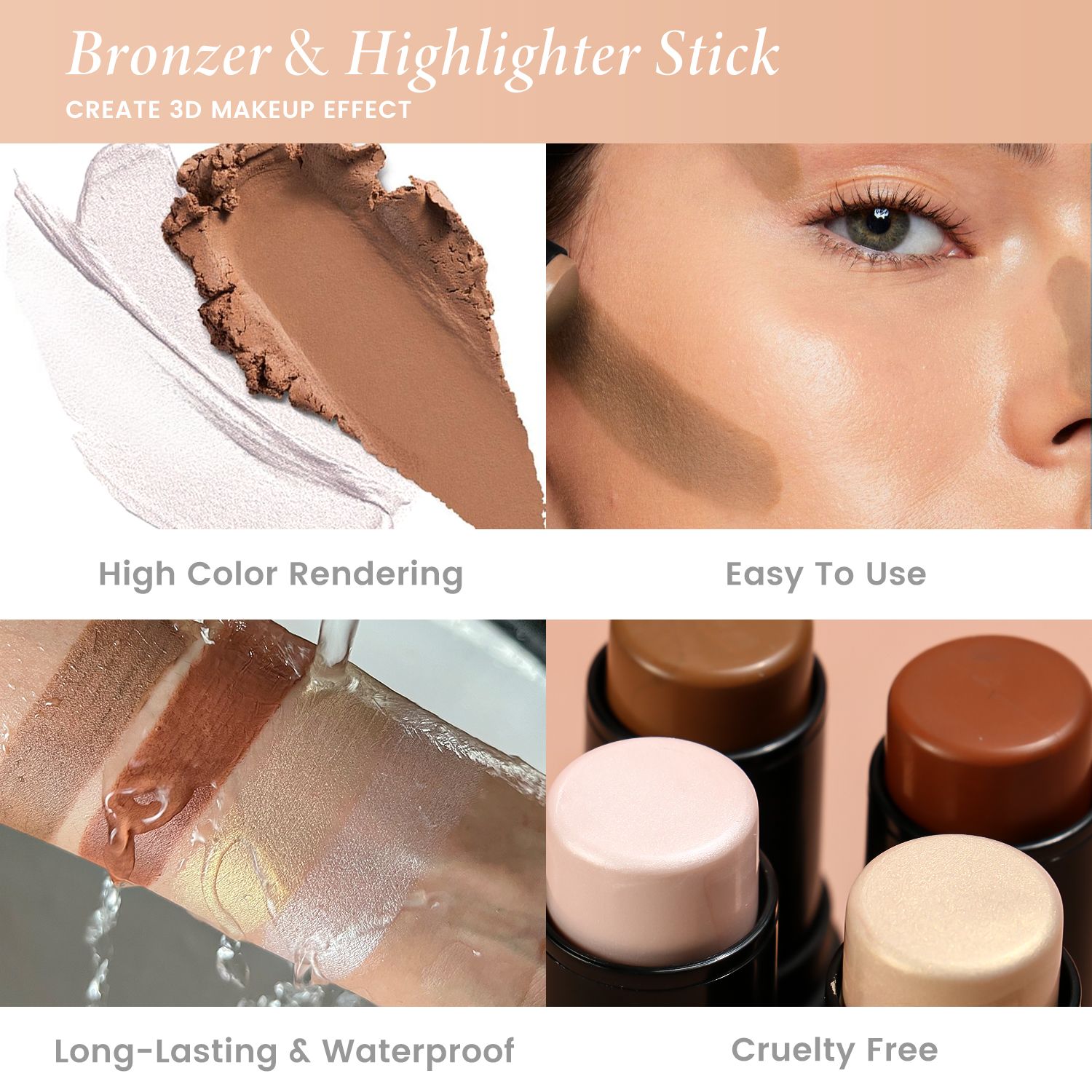 SZVILIMZ Highlight stick Cream of the texture Capacity repair Lighyour complexion Matte makeup effect Easy to carry Waterproof and sweat-proof Long time without makeup Good ductility"