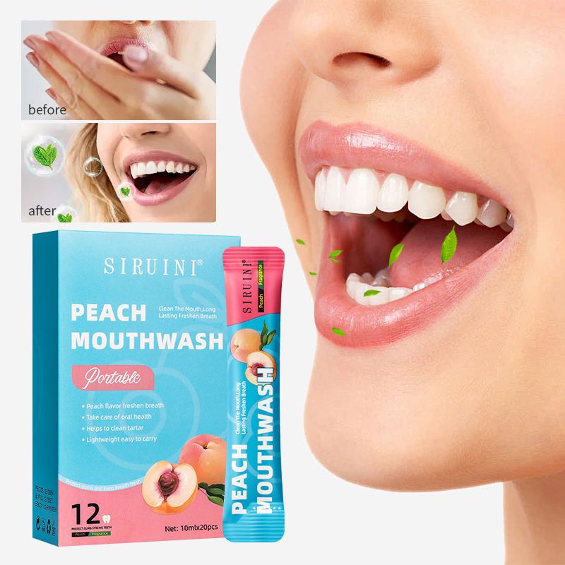 SIRUINI three flavor mouthwash set (lemon, peach, mint) - 20 packs per box, easy to carry, keep oral hygiene anytime, anywhere