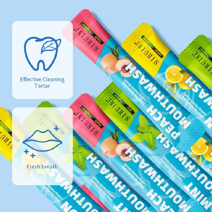Portable travel mouthwash wholesale - lemon, peach and mint flavors, convenient for maintaining oral hygiene and protecting gums anytime, anywhere Bulk wholesale, total 66 pieces, 10ml each