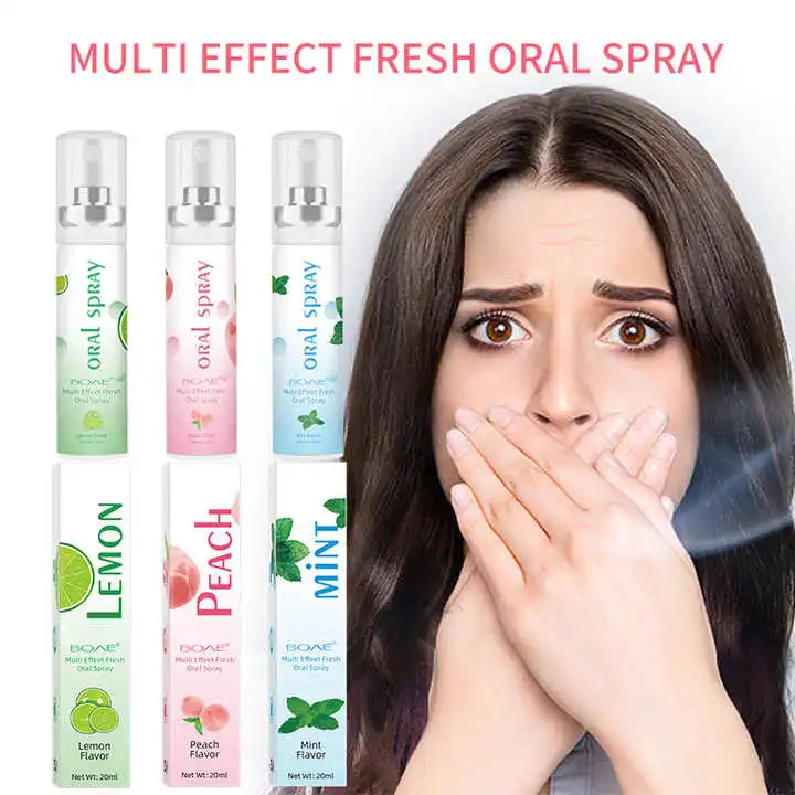 Oral Freshener Probiotics - Infused Spray - Lemon, Peach and Mint Flavor Combination Pack, Long-lasting freshness of the mouth, removes odor 1 bottle 20ml