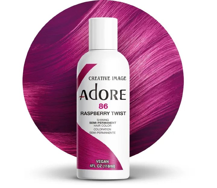 Adore Semi Permanent Hair Color - Vegan and Cruelty-Free Red Hair Dye - 086 Raspberry Purple -1 bottle 118ml