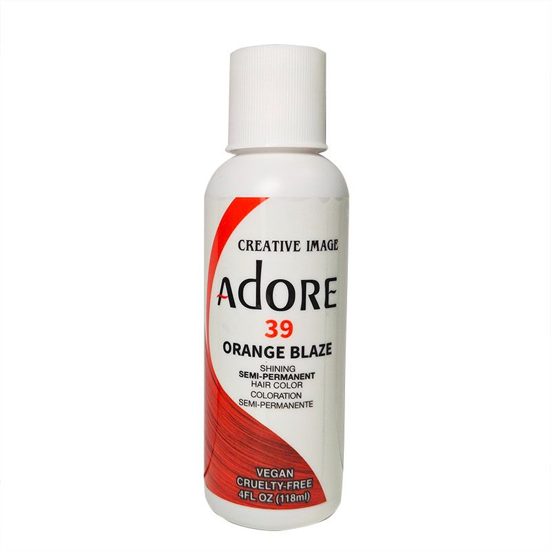 Adore Semi Permanent Hair Color - Vegan and Cruelty-Free Orange Hair Dye  - 039 Orange flame 1 bottle 118ml