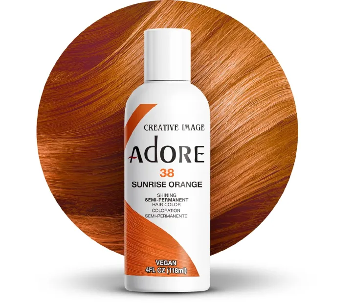 Adore Semi Permanent Hair Color - Vegan and Cruelty-Free Orange Hair Dye - 038 Sunrise Orange1 bottle 118ml