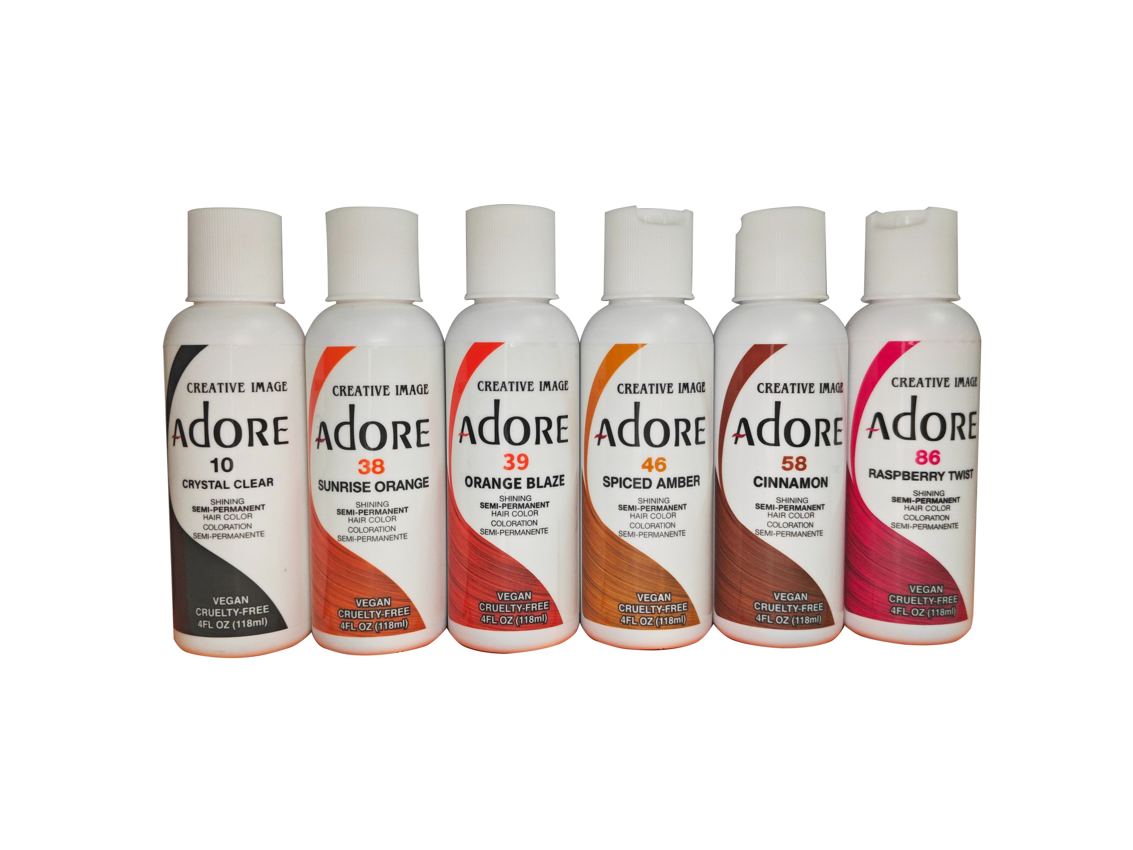 Adore Semi Permanent Hair Color - Vegan and Cruelty-Free Clear Hair Dye Set- 6 bottles, 118ml each