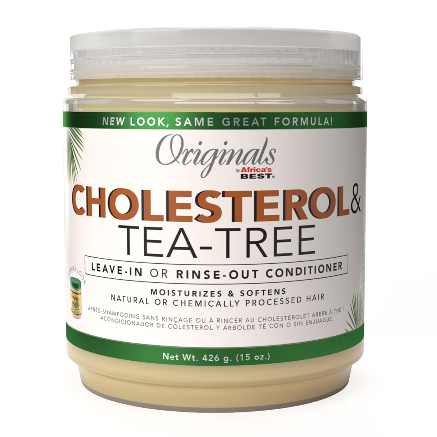 Africa's Best Originals Cholesterol & Tea - Tree Leave - in/Rinse - out Conditioner, 1 bottle426g- Moisturize & Soften Natural or Chemically Processed Hair
