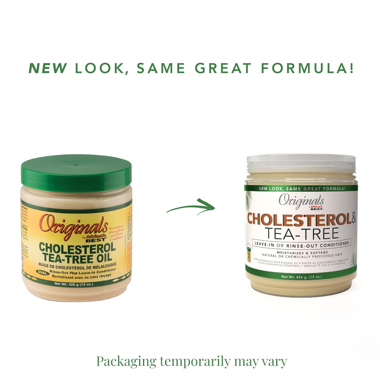 Africa's Best Originals Cholesterol & Tea - Tree Leave - in/Rinse - out Conditioner, 1 bottle426g- Moisturize & Soften Natural or Chemically Processed Hair
