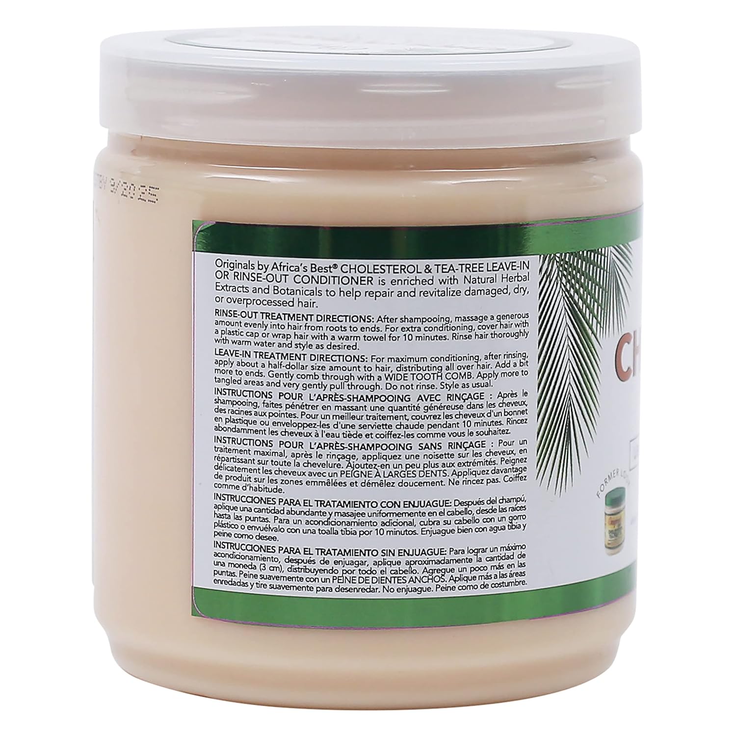 Africa's Best Originals Cholesterol & Tea - Tree Leave - in/Rinse - out Conditioner, 1 bottle426g- Moisturize & Soften Natural or Chemically Processed Hair