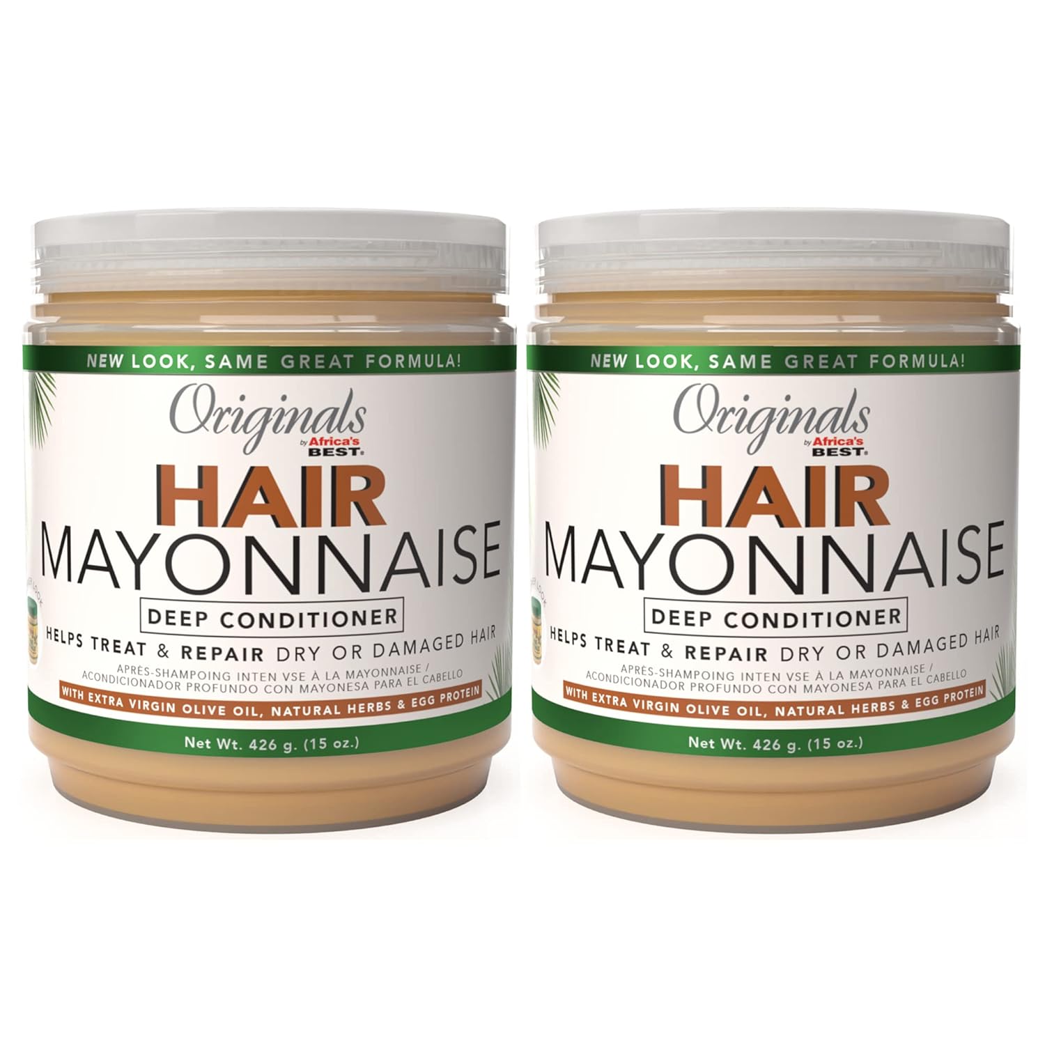 Africa's Best Originals Hair Mayonnaise Deep Conditioner, 426g Each - Treat & Repair Dry, Damaged Hair with Olive Oil, Herbs & Egg Protein