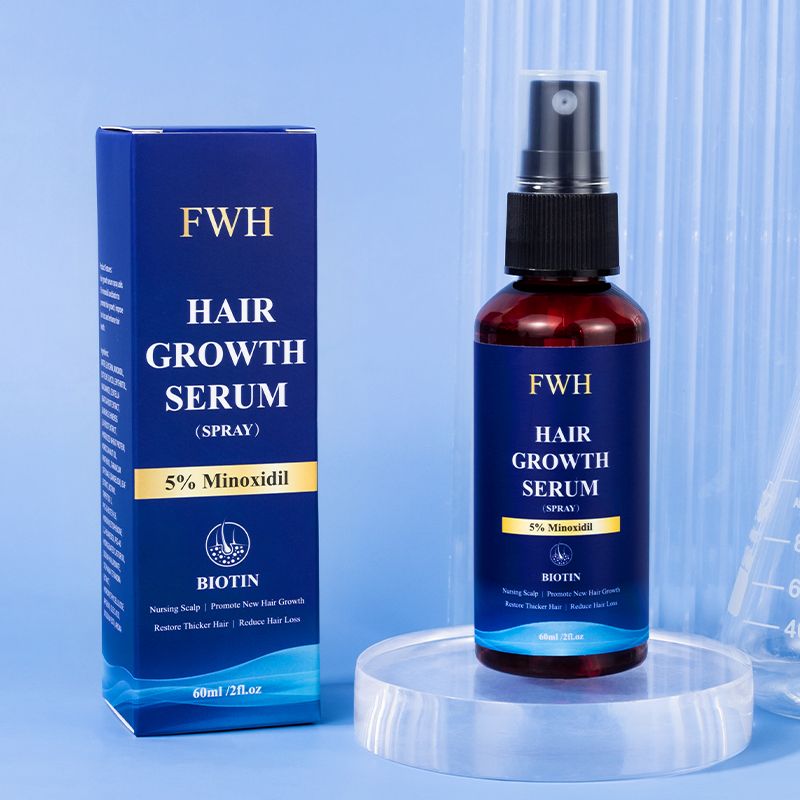 FWH Hair Growth Serum Spray - 5% Minoxidil and Biotin Formula, Promotes Hair Growth and Thicker Hair, Reduces Hair Loss, Nourishes Scalp, 1 bottle 60ml