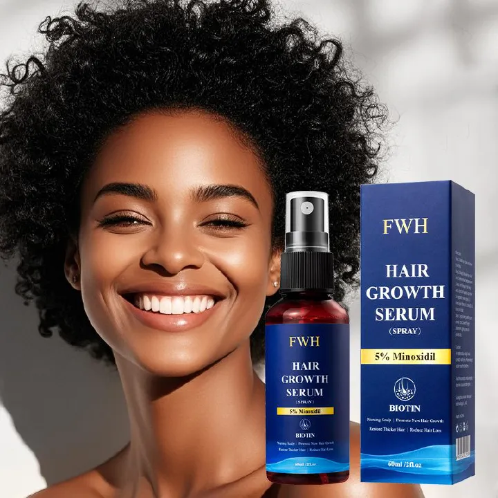 FWH Hair Growth Serum Spray - 5% Minoxidil and Biotin Formula, Promotes Hair Growth and Thicker Hair, Reduces Hair Loss, Nourishes Scalp, 1 bottle 60ml