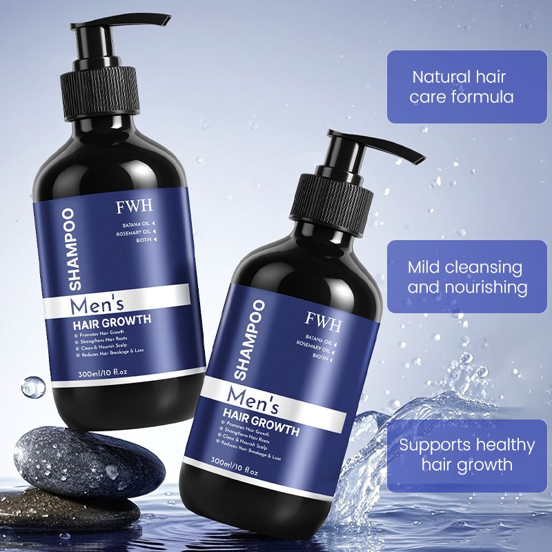 FWH Men's Hair Growth Shampoo - Enriched with Biotin, Argan Oil and Rosemary Oil, with 5% Minoxidil and Biotin - Promotes Follicles for Healthy Hair Growth, 1 Bottle 300ml