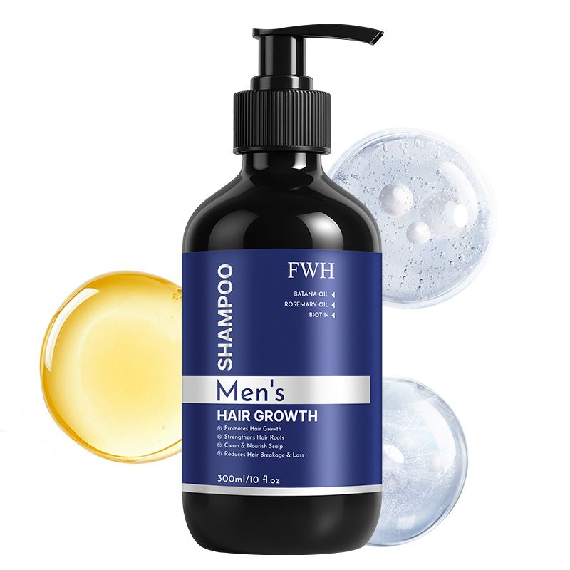 FWH Men's Hair Growth Shampoo - Enriched with Biotin, Argan Oil and Rosemary Oil, with 5% Minoxidil and Biotin - Promotes Follicles for Healthy Hair Growth, 1 Bottle 300ml